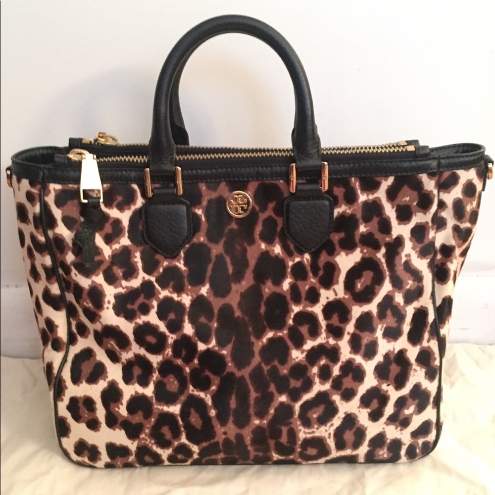 Tory Burch Robinson Leopard Square Tote